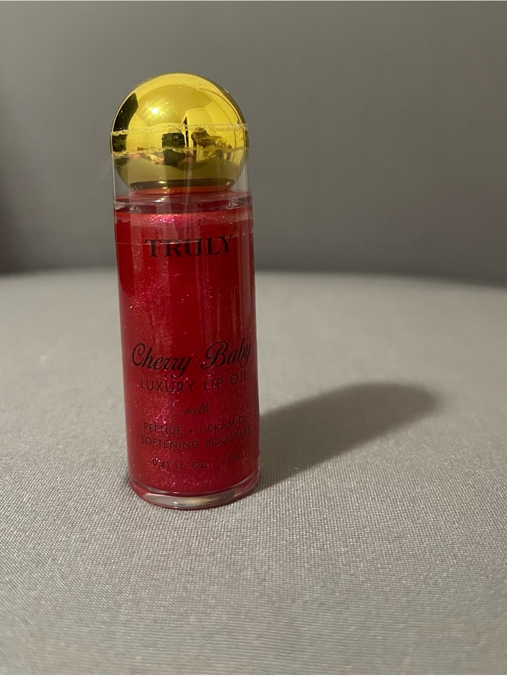 TRULY Cherry Baby Luxury Lip Oil - Red with Gold Cap